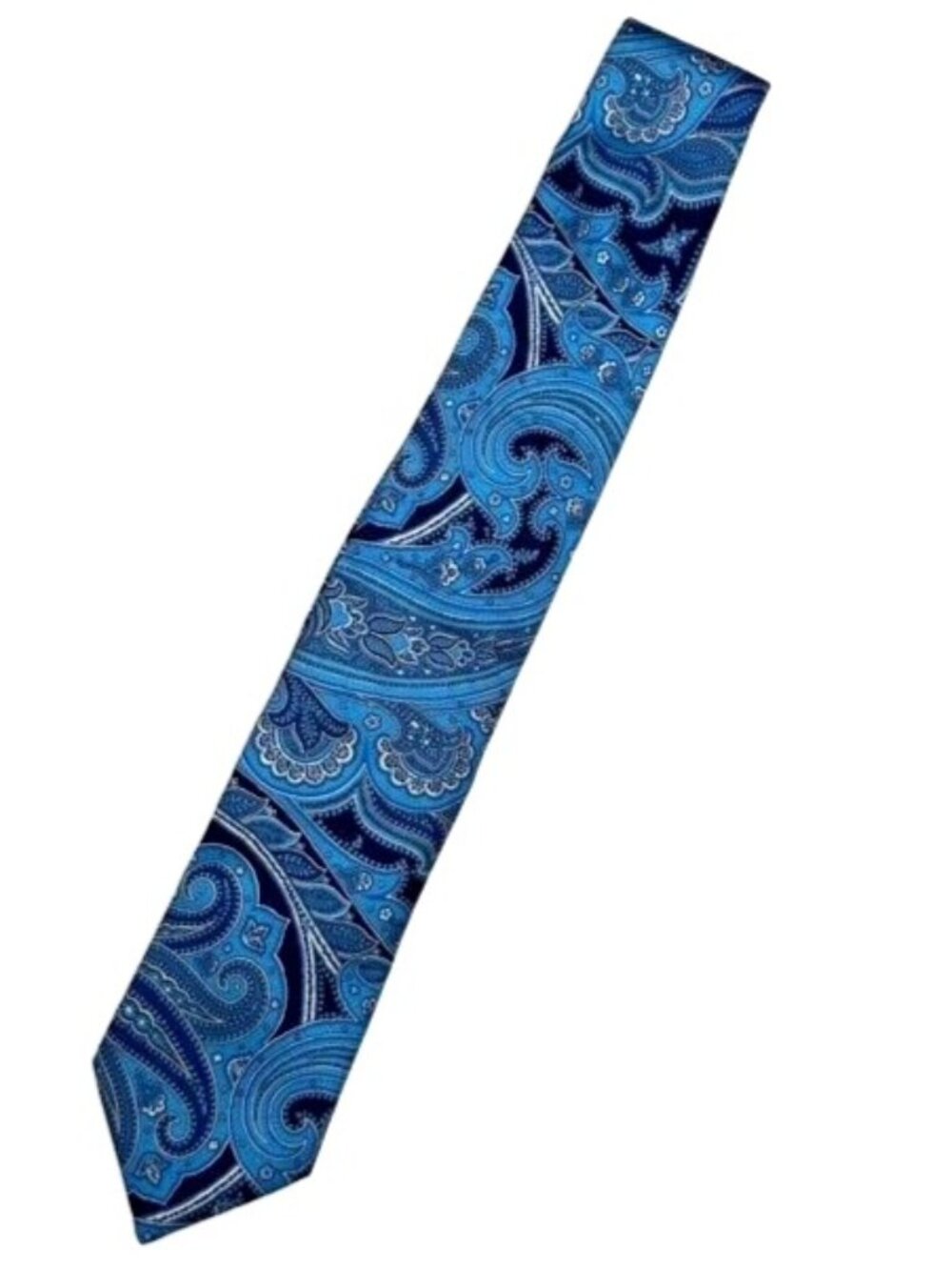 Paul Stuart Men's 100% Silk Neck Tie Blue/Black Paisley • Italy